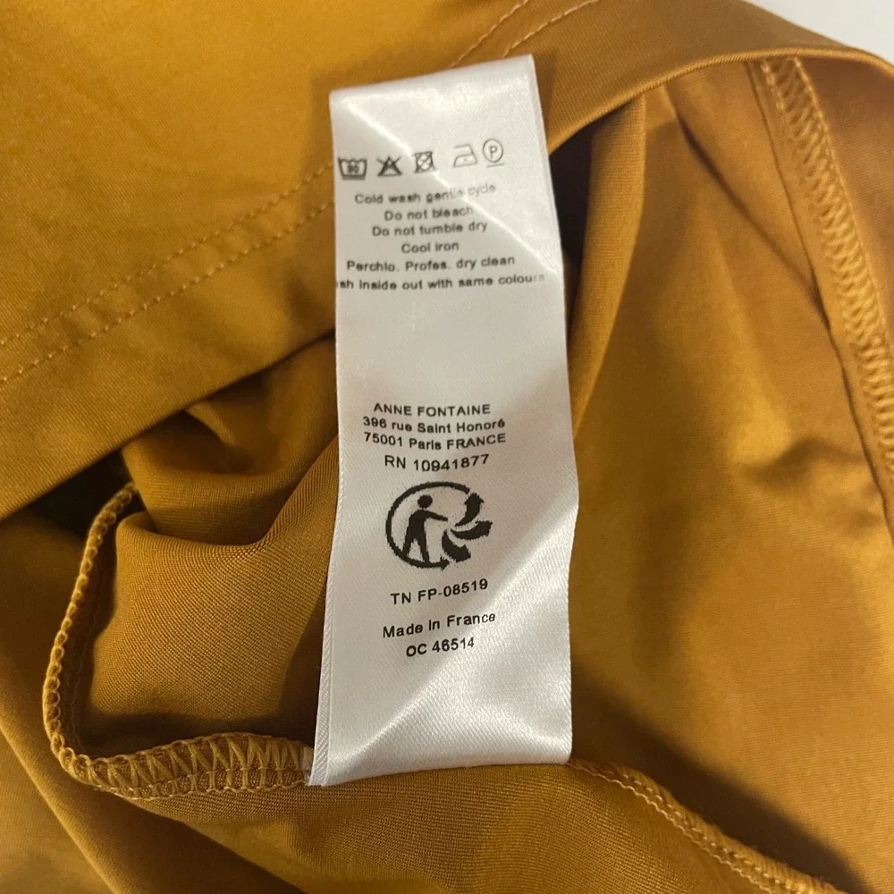 Anne Fontaine Cintia H19 Camisole Tank Top Sz 40 Ochre Yellow Minimalist Luxury